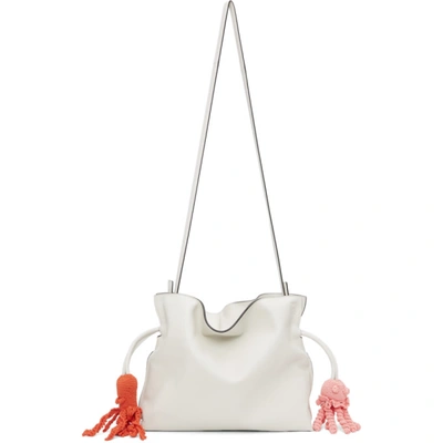 Shop Loewe Off-white Paula's Ibiza Flameno Clutch In 1952 Soft White/mult