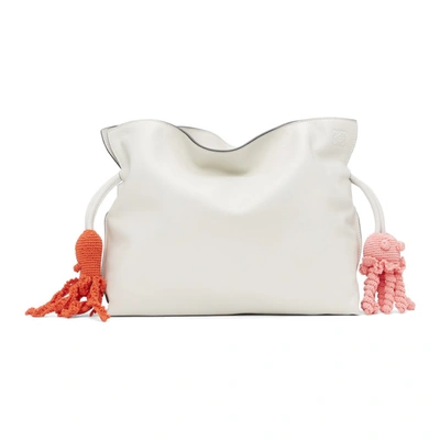 Shop Loewe Off-white Paula's Ibiza Flameno Clutch In 1952 Soft White/mult