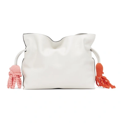 Shop Loewe Off-white Paula's Ibiza Flameno Clutch In 1952 Soft White/mult