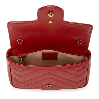 Shop Gucci Red Super Mini Gg Marmont Matelassé Bag In 6433 Red