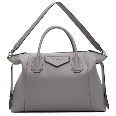 Shop Givenchy Grey Soft Medium Antigona Bag In Pearl Grey