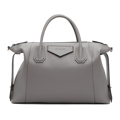 Shop Givenchy Grey Soft Medium Antigona Bag In Pearl Grey