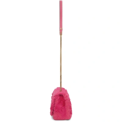 Shop Versace Pink Faux-fur Virtus Shoulder Bag In 1p86v Fuxia Gold