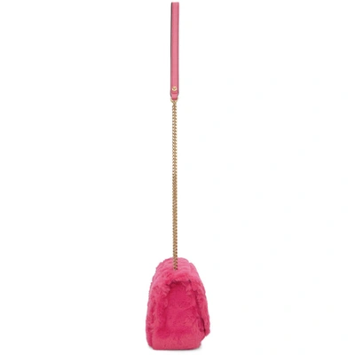 Shop Versace Pink Faux-fur Virtus Shoulder Bag In 1p86v Fuxia Gold
