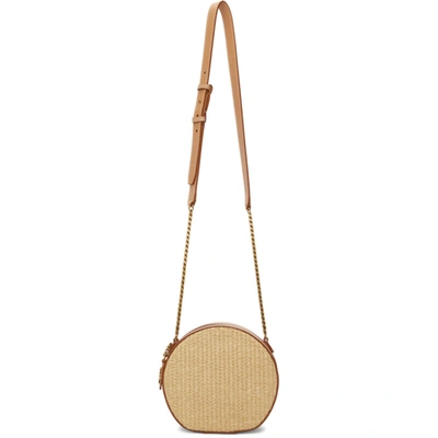 Shop Saint Laurent Beige Raffia Small Mica Shoulder Bag In 7074 Beige/brown