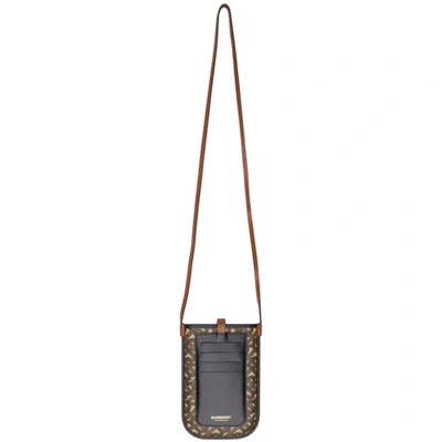 Shop Burberry Brown E-canvas Tb Phone Holder Bag In Bridle Brow