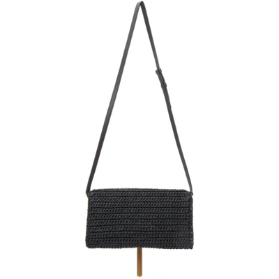 Shop Saint Laurent Black Raffia Kate 99 Tassel Bag In 1000 Black