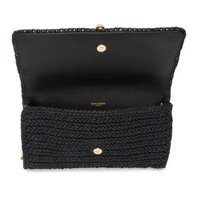 Shop Saint Laurent Black Raffia Kate 99 Tassel Bag In 1000 Black