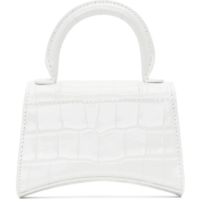 Shop Balenciaga White Croc Mini Hourglass Bag In 9016 White