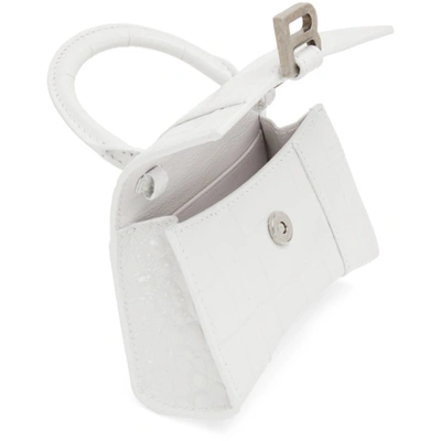 Shop Balenciaga White Croc Mini Hourglass Bag In 9016 White