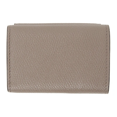 Shop Valentino Taupe  Garavani Mini Trifold Wallet In 416 Clay