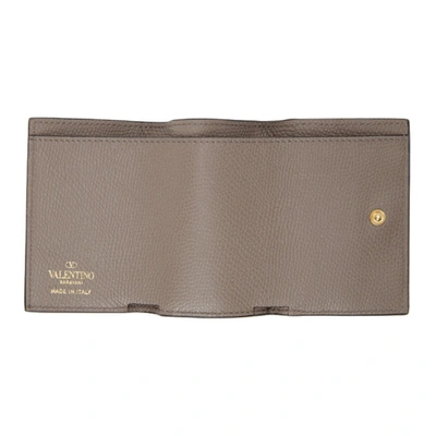 Shop Valentino Taupe  Garavani Mini Trifold Wallet In 416 Clay