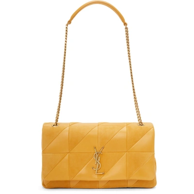 Shop Saint Laurent Yellow Medium 'carré Rive Gauche' Jamie Bag In 7004 Saffran