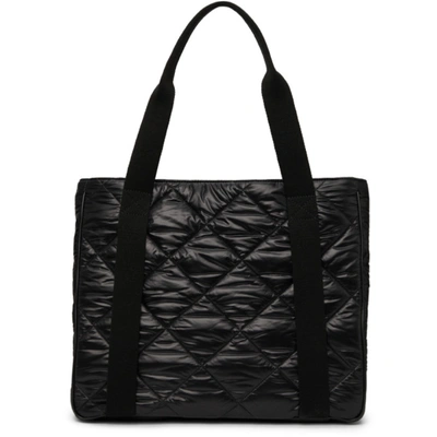 Shop Opening Ceremony Black Quilted Box Logo Tote Bag In Black/off White