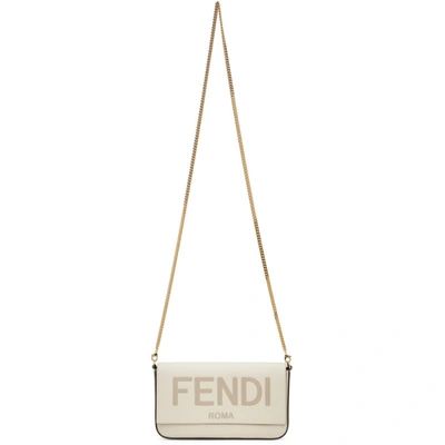 Shop Fendi Off-white Logo Wallet Shoulder Bag In F0k7e Creme