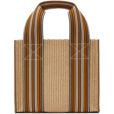 Shop Loro Piana Beige Striped 'the Suitcase' Tote In Bgr7 Natural/saddle