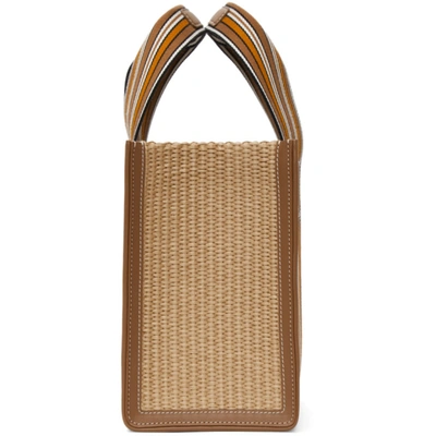 Shop Loro Piana Beige Striped 'the Suitcase' Tote In Bgr7 Natural/saddle