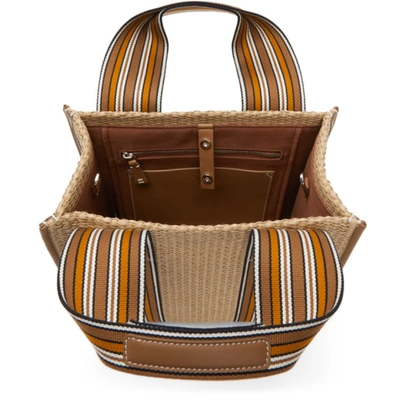 Shop Loro Piana Beige Striped 'the Suitcase' Tote In Bgr7 Natural/saddle