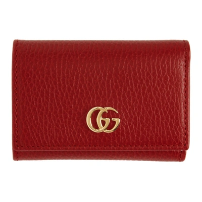 Shop Gucci Red Medium Gg Marmont Wallet In 6433 Hibiscus Red