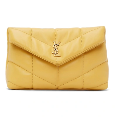 Saint Laurent Loulou Puffer Canvas Clutch in Yellow