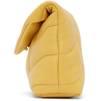 Shop Saint Laurent Yellow Small Quilted Puffer Pouch In 7003 Sunflower