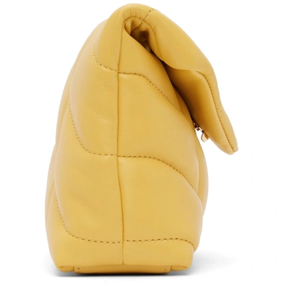 Shop Saint Laurent Yellow Small Quilted Puffer Pouch In 7003 Sunflower