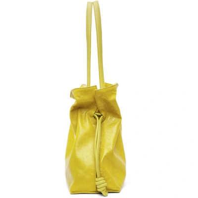 Shop Loewe Yellow Patent Xl Flamenco Tote In 4801 Lime Yellow
