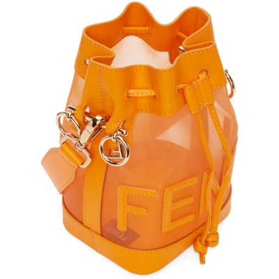 Shop Fendi Orange Mesh Mini Mon Tresor Bucket Bag In F1duo Golden