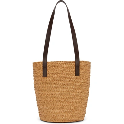 Shop Saint Laurent Beige Raffia Small Panier Tote In 7062 Naturale/nut