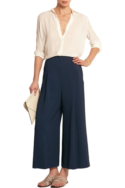 Shop The Row Loja Cropped Stretch-cady Wide-leg Pants In Blue