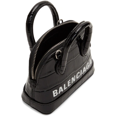 Shop Balenciaga Black Croc Mini Ville Bag In 1090 Black