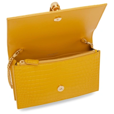 Shop Saint Laurent Yellow Croc Kate Tassel Chain Wallet Bag In 7004 Saffran