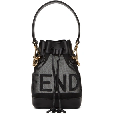 Fendi Mon Tresor Net Bucket Bag Script in Black