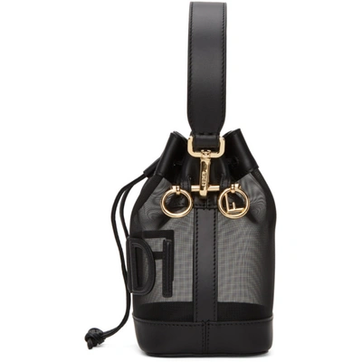 Shop Fendi Black Mesh Mini Mon Tresor Bucket Bag In F0kur Black