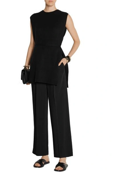 Shop The Row Ray Pleated Stretch-cady Wide-leg Pants In Black