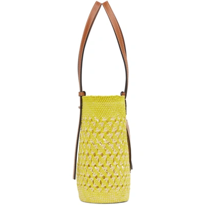 Loewe + Paula's Ibiza Confetti Leather-trimmed Woven Raffia Tote In Yellow