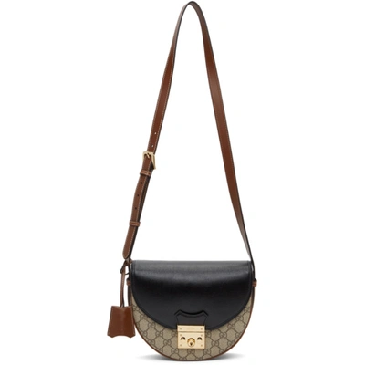 Shop Gucci Black & Brown Small Padlock Shoulder Bag In 9785 Black/brown