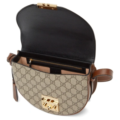 Shop Gucci Black & Brown Small Padlock Shoulder Bag In 9785 Black/brown