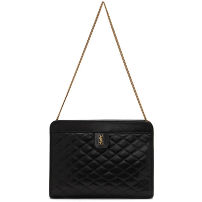 Shop Saint Laurent Black Victoire Bag In 1000 Black