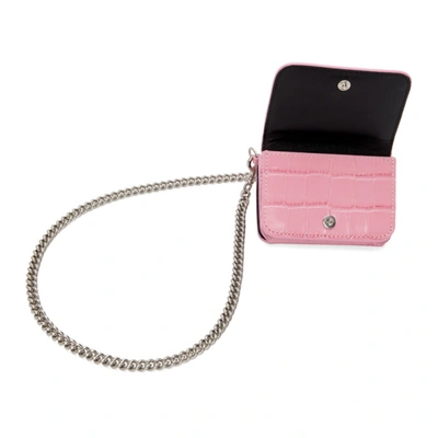 Shop Balenciaga Pink Croc Mini Cash Wallet Bag In 5660 Pink/b