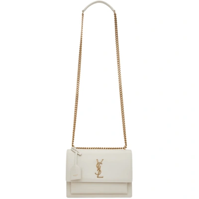 Shop Saint Laurent Off-white Medium Sunset Bag In 9207 White