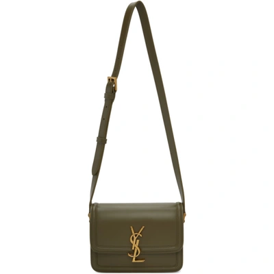 Shop Saint Laurent Khaki Small Solferino Satchel Bag In 3344 Kaki