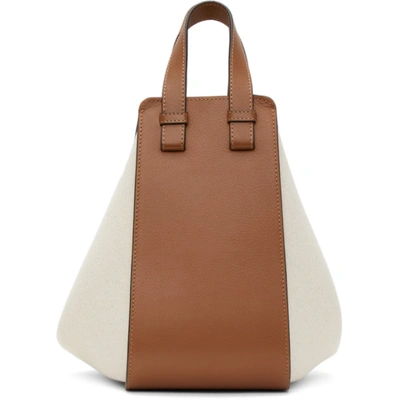 Shop Loewe Off-white & Tan Small Hammock Bag In 3892 Tan/ecru