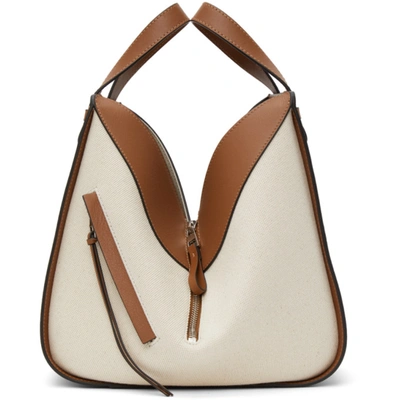 Shop Loewe Off-white & Tan Small Hammock Bag In 3892 Tan/ecru