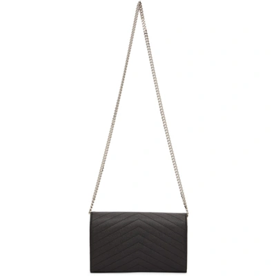 Shop Saint Laurent Black Monogram Chain Wallet Bag In 1000 Black