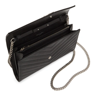 Shop Saint Laurent Black Monogram Chain Wallet Bag In 1000 Black