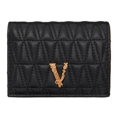 Shop Versace Black Quilted Vitrus Wallet In Dnmov Black