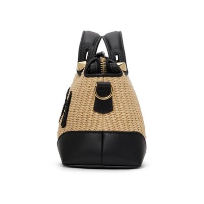 Shop Fendi Beige & Black Mini 'by The Way' Straw Bag In F1e1i Beige