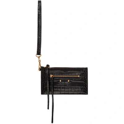 Shop Balenciaga Black Croc Xs Neo Classic Pouch In 1000 Black