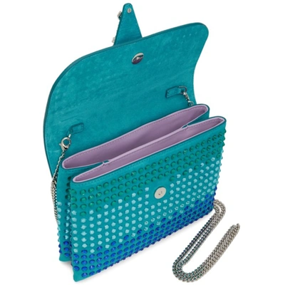 Shop Versace Blue Crystal Virtus Shoulder Bag In 1v33p Capri Breeze P